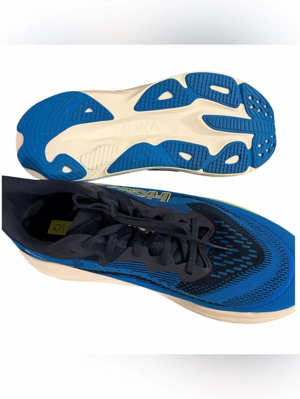 Hoka Skyflow Wide Men's Running Shoes Blue/Lime Green Size 12 2E New Without Box